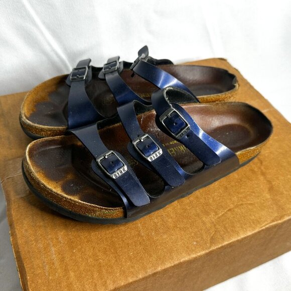 Women’s Birkenstock Florida Cobalt Blue Sandals Size 37 - RARE - Picture 1 of 8